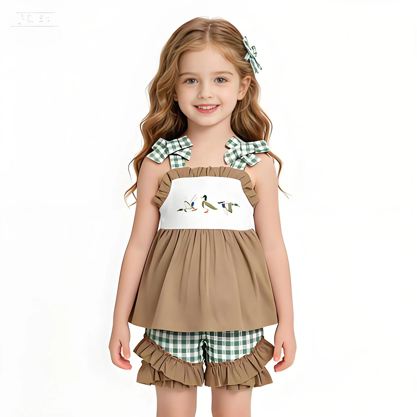 Toddler Girls 2 Piece Summer Outfit Flutter Sleeve Ruffle Tunic Top Solid Shorts Clothes Set
