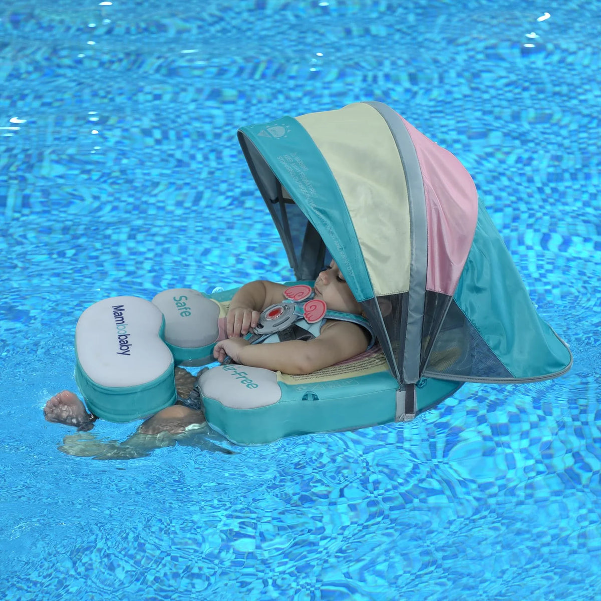 Mambobaby Float Cool Shade, No Sunburn Comfort Skin-friendly Design ST:  New York 3-24 Month B503-143-W-Z Air-Free Chest Float with Sunshade Canopy  Baby Swimming Ring Toddler Pool Float Infant Swim Circle Infant Fiber Ring 1