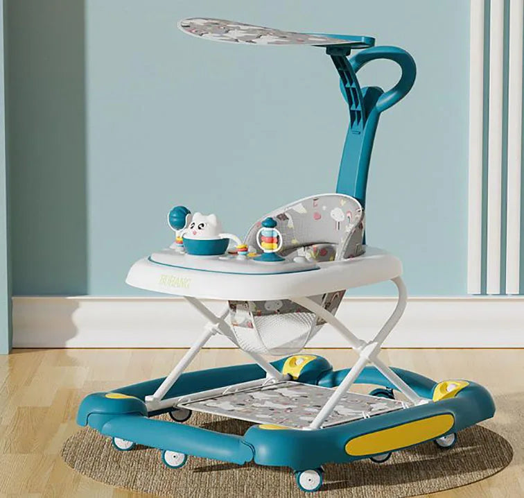 Baby Multi-Functional Comfortable Walker With Awning Anti-Rollover Baby Walker Adjust And Shake The Walker For Boy Girls