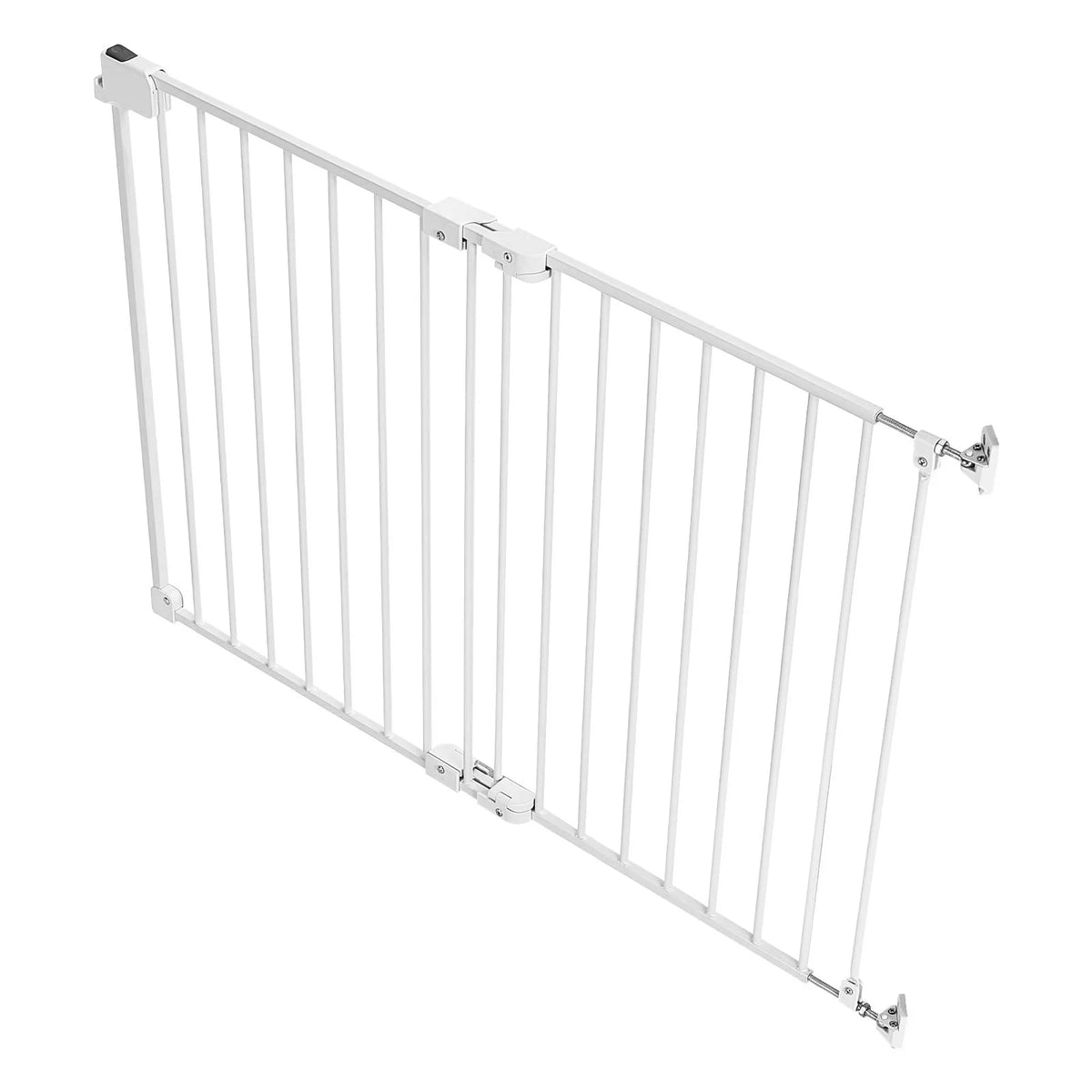 SucceBuy Baby Gate for Stairs Adjustable Width No Bottom Bar One-Handed Operation Easy Drilling Installation with Hardware Kit