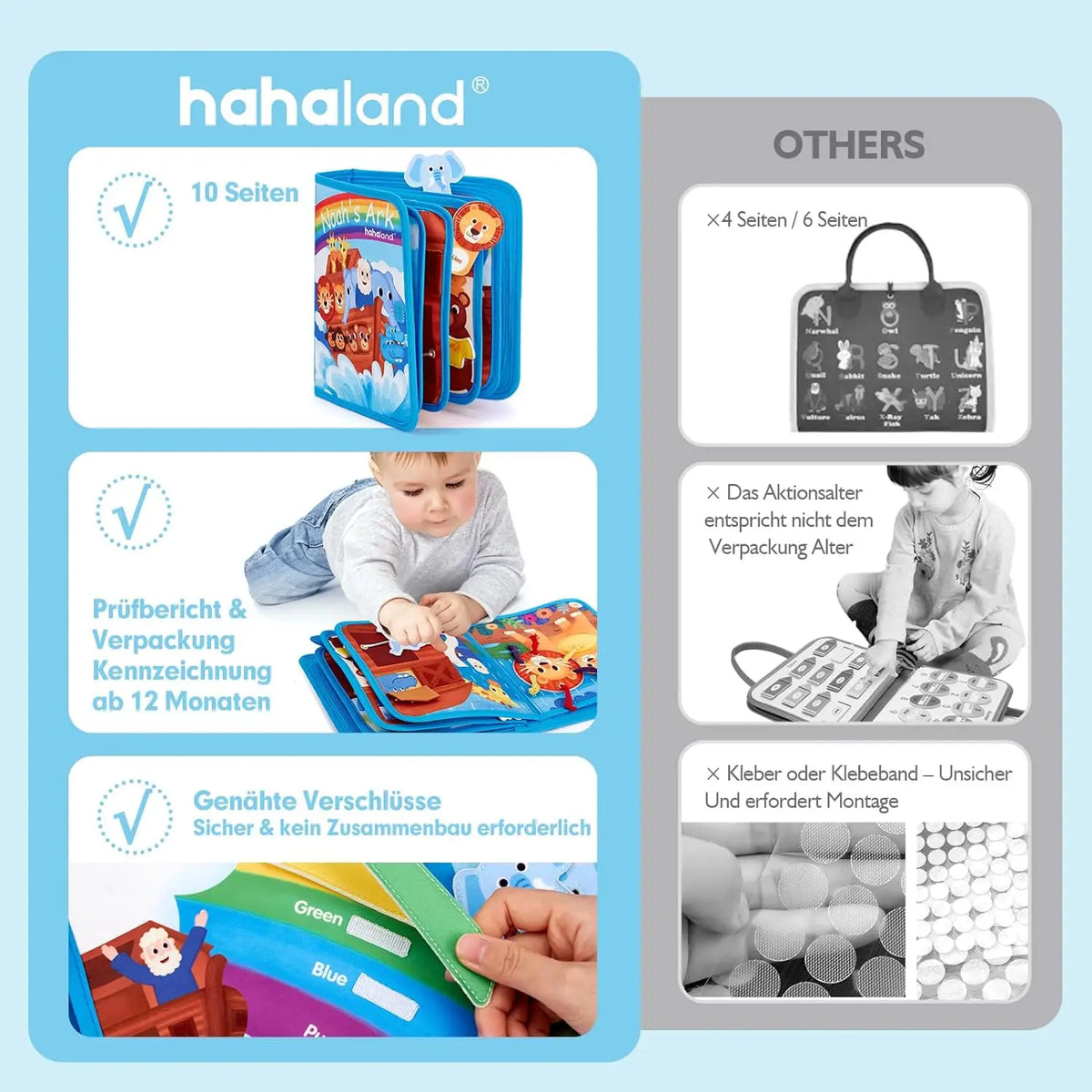 Children's baby Early Education Intelligence Learning baby Toys Felt Learning Board, Busy Board, Busy Book, Cloth Book, Including Life Skills, Alphabet, Numbers, Shapes Colors, Animals, Weather, Toddler Travel Toys, Birthday