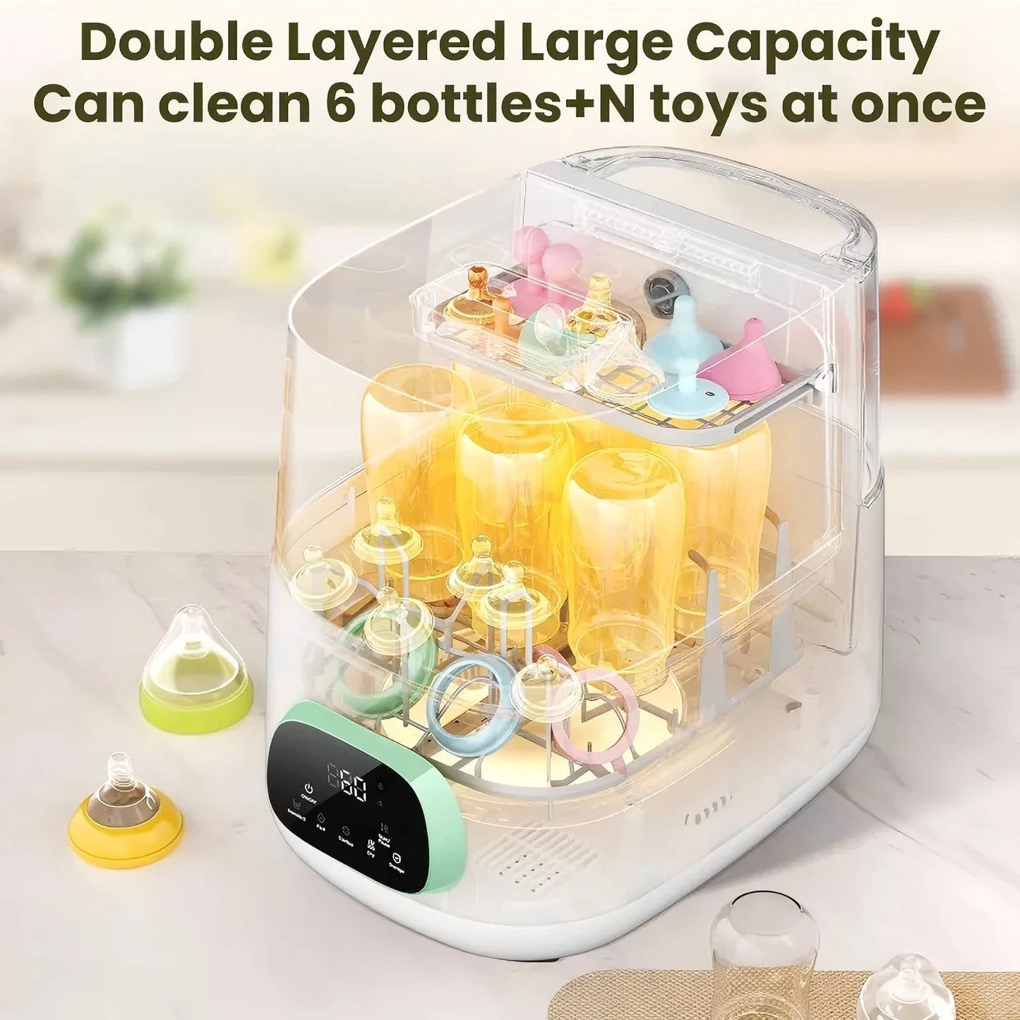 Baby Bottle Washer 4-in-1 Automatic Baby Bottle Cleaner Baby Bottle Care Machine Wash Sanitize And Dry 9 Smart Cleaning Modes