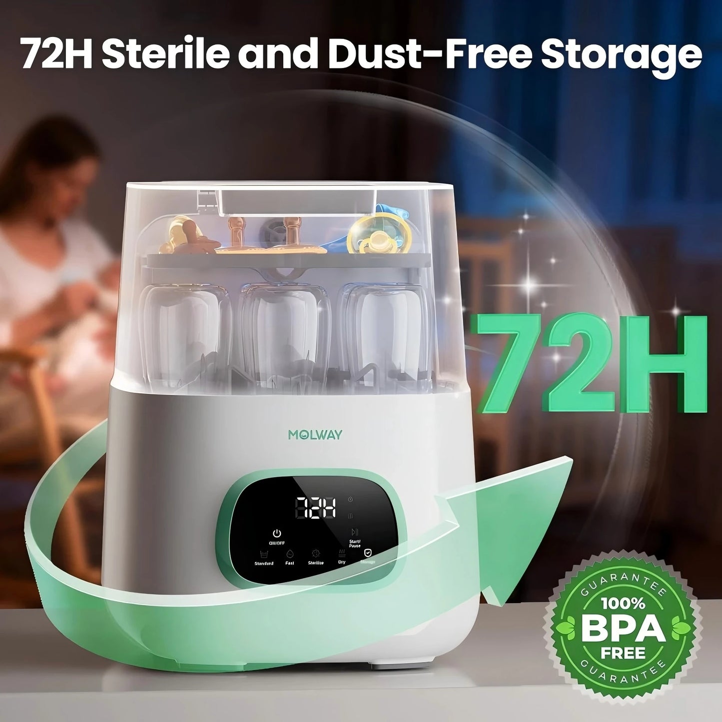 Baby Bottle Washer 4-in-1 Automatic Baby Bottle Cleaner Baby Bottle Care Machine Wash Sanitize And Dry 9 Smart Cleaning Modes
