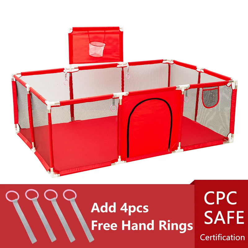 IMBABY New Playpen for Children Cartoon Baby Palypens Basketball Baby Playground Fence for Child Safety Barriers Baby Dry Pool