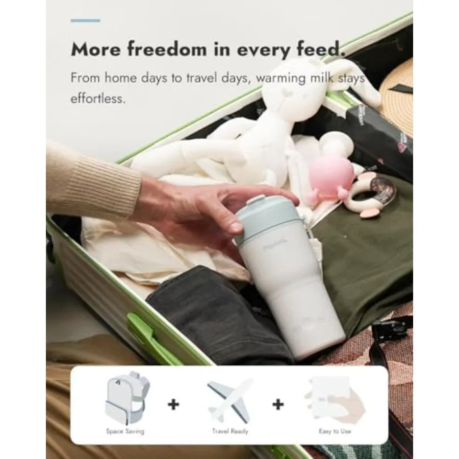 Papablic Portable Bottle Warmer, 85W Fast Baby Bottle Warmer for Travel and Home, Heats Breastmilk and Formula and Water, 4 Tem