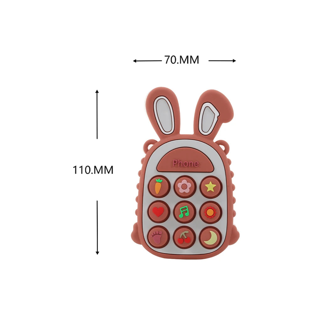 3Pcs Food Grade Silicone Baby Teether Rabbit Phone Shape Teething Toy Set BPA Free Infant Chew Sensory Toy Newborn Shower Gift