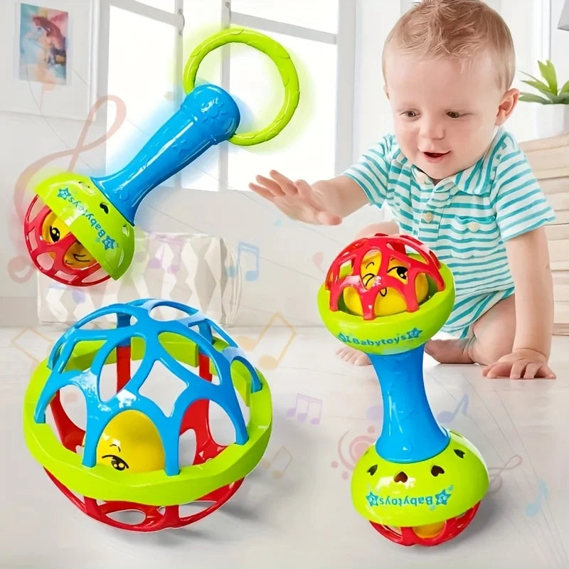 3pcs Baby Rattles 0 12 Months Baby Educational Toys Shaker Grab Spin Set Sensory Educational Newborn Gift for Infant Boy Girls