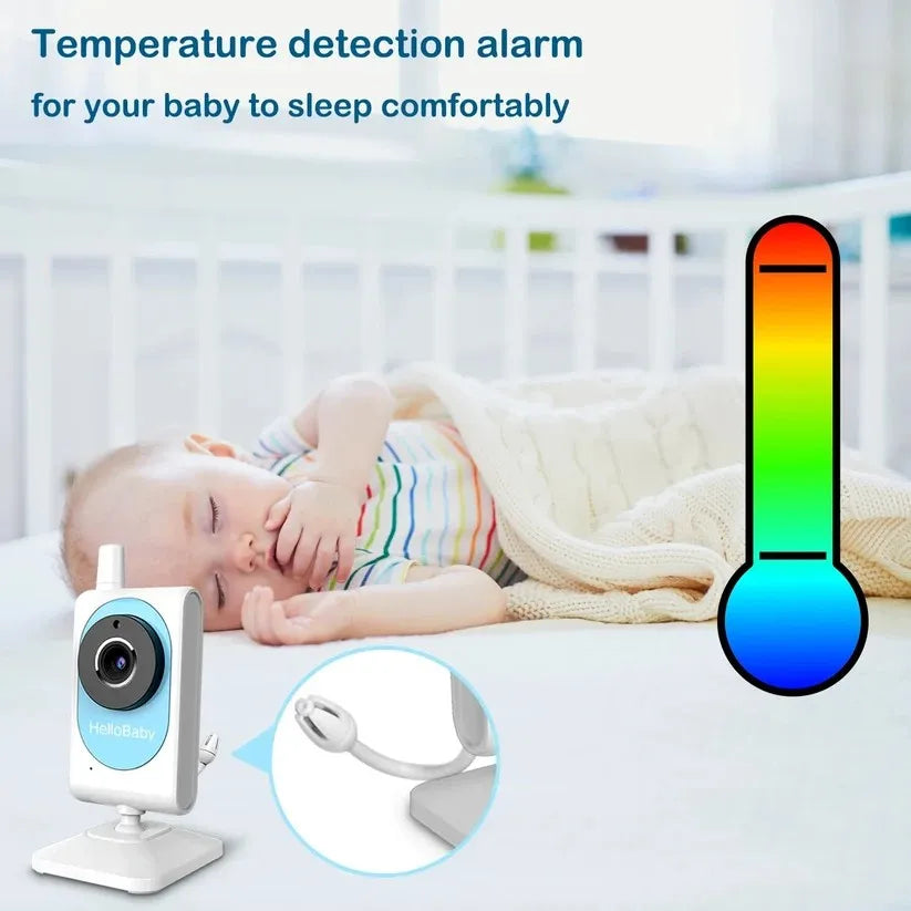 HelloBaby  Video Baby Monitor with Camera and Audio Infrared Night Vision, Two-Way Audio ,Lullaby,Sound Activated Screen