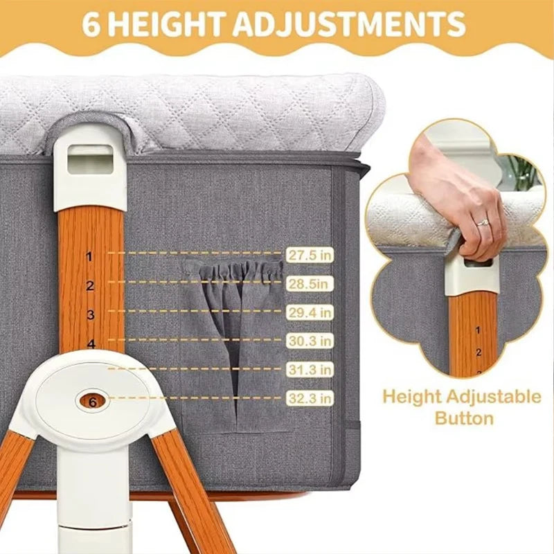 Baby Crib 3 in 1 Baby Bassinet Portable Bedside Bassinet for Baby Foldable Crib Travel Baby Crib Rocking 6 Adjustable Height
