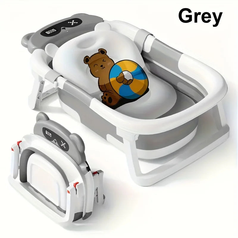 Foldable Baby Bath Set with Temperature Monitor, Portable Travel Foldable Baby Bath, Non-Slip Base, Durable Design Baby Products