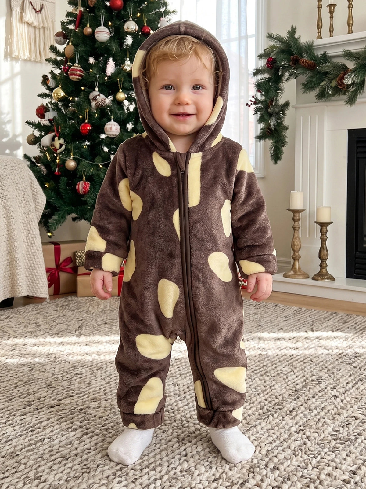 Warm With Sleeve With Hood Jumpsuit With Hood Romper Fleece Winter-Romper Compact Baby Fleece Jumpsuit