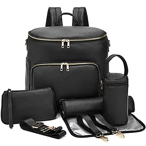 New Fashion Mommy Bag Pu Leather Diaper Backpack Bag with Changing Pad Baby Organizer Baby Nappy Bag Mummy Daddy Backpack