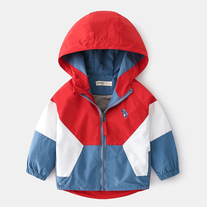 Boys Spring Autumn Coats Kids Jackets Toddler Hooded Windbreaker With Pocket Children Zipper Outerwear Baby Clothes 2-7 Years