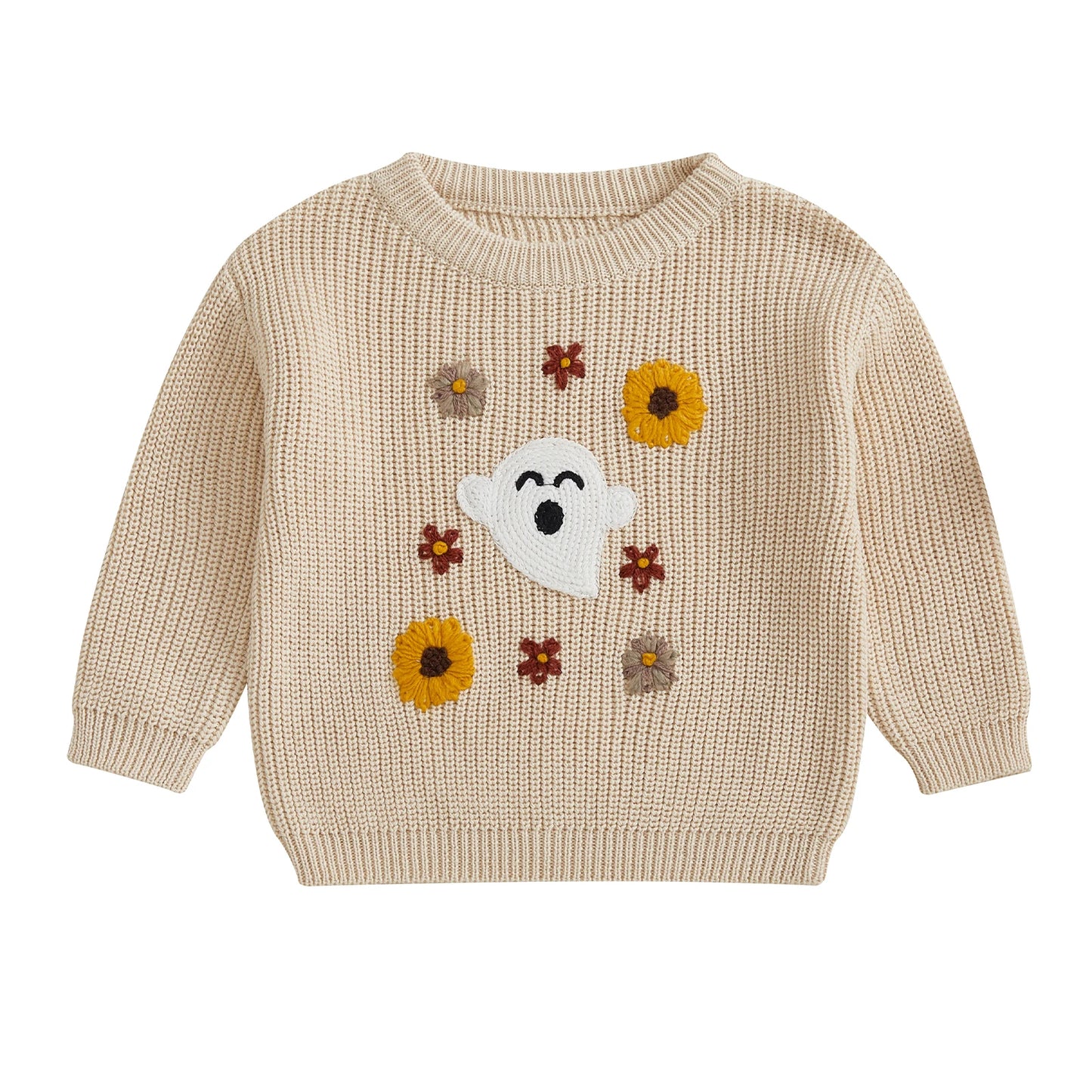 Kids Halloween Sweater with Spooky Witch Bat Embroidery Cozy Crewneck Pullover for Boys and Girls Warm Knit Top for Fall