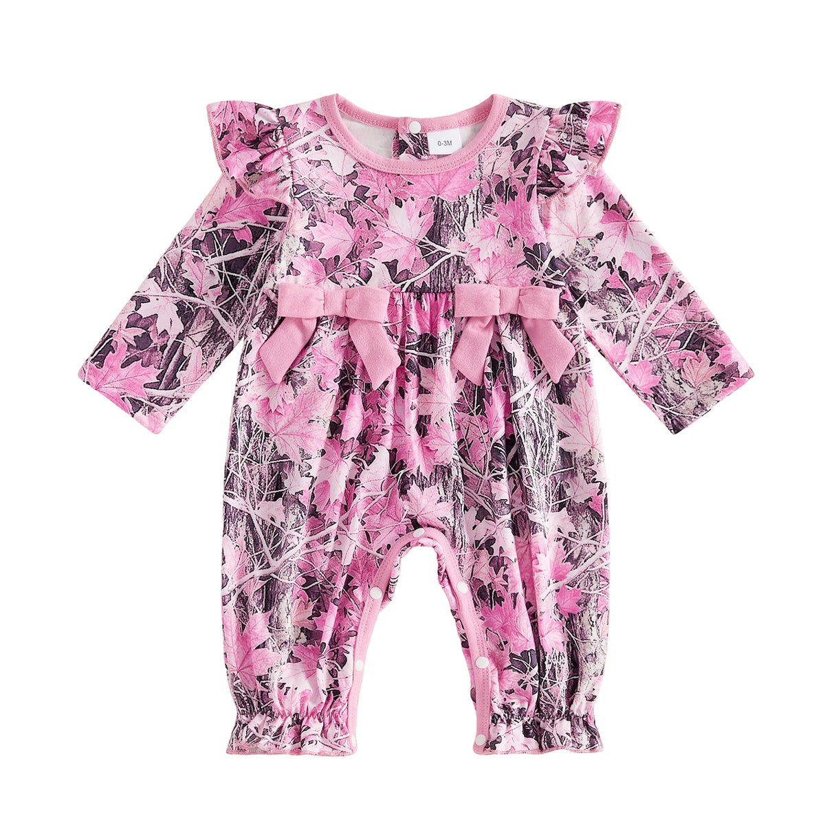 Sleeve With Bows Camo Camo Maple Leaf Camo Maple With Bows Baby Girl Long Girl Sleeve Romper With Top Rated