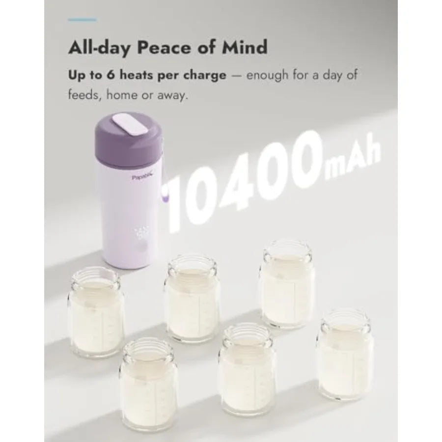 Papablic Portable Bottle Warmer, 85W Fast Baby Bottle Warmer for Travel and Home, Heats Breastmilk and Formula and Water, 4 Tem