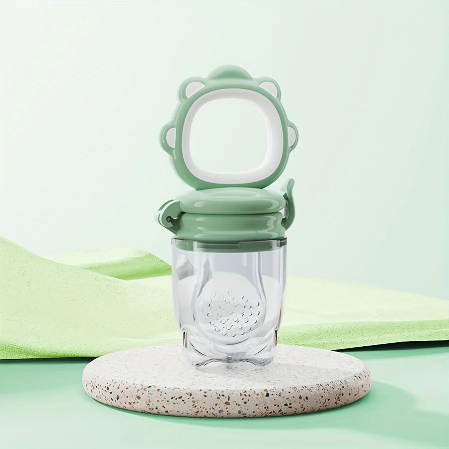 Baby Fruit & Vegetable Feeder with Silicone Mesh, Cartoon Lion Fresh Food Feeder Pacifier, Juice Feeding Teething Utensils