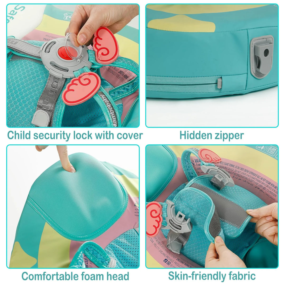 Mambobaby Float Cool Shade, No Sunburn Comfort Skin-friendly Design ST:  New York 3-24 Month B503-143-W-Z Air-Free Chest Float with Sunshade Canopy  Baby Swimming Ring Toddler Pool Float Infant Swim Circle Infant Fiber Ring 1
