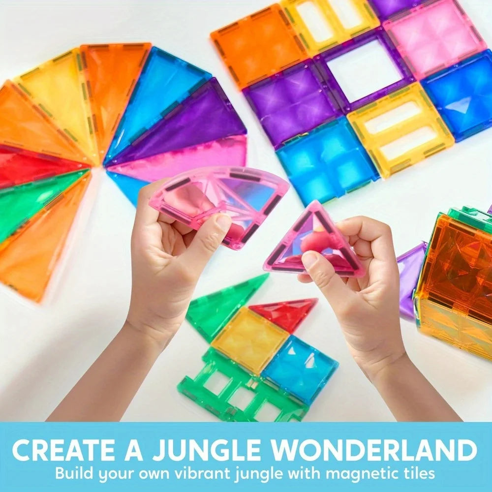 JOYFY 110/66/50 PCS Magnetic Building Tile 3D Magnet Tiles with Vehicle Construction Blocks Set for Kids Birthday Chirstmas Gift