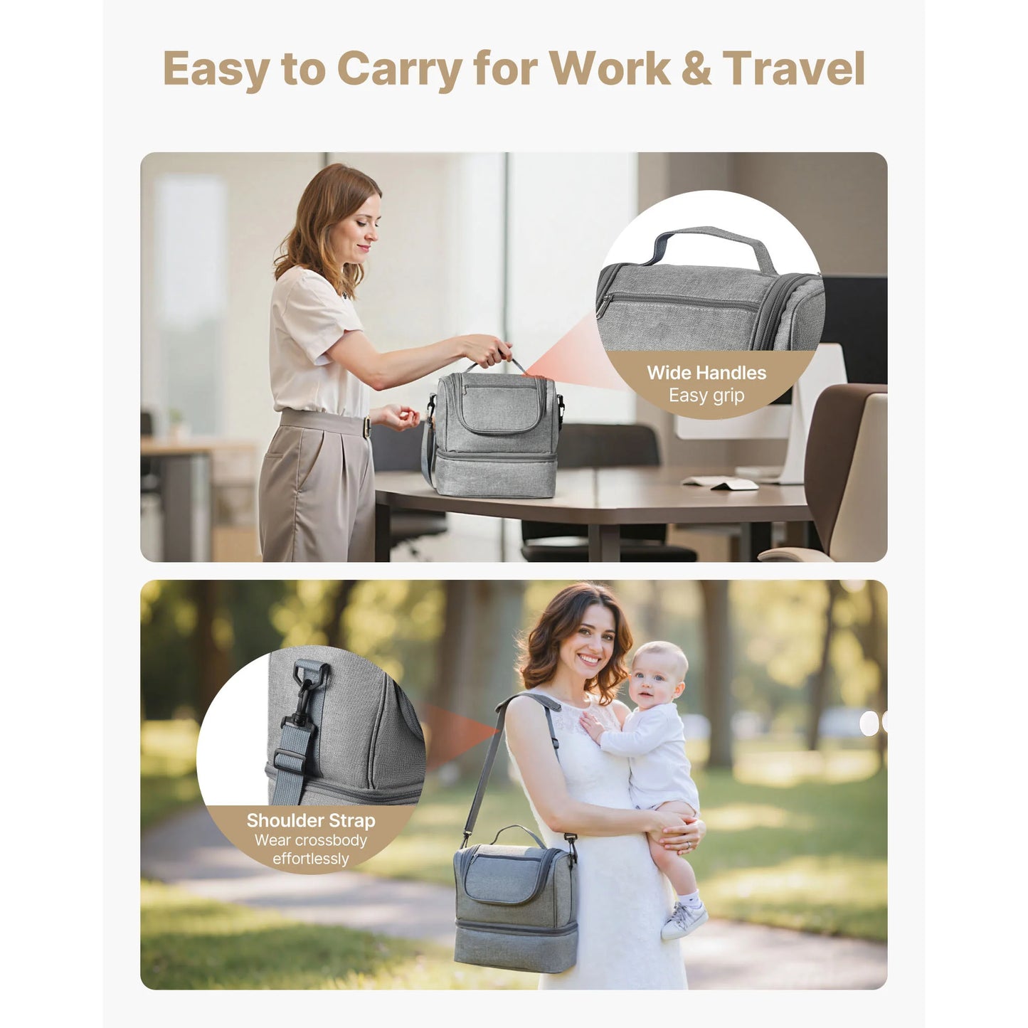 SucceBuy Breast Pump Bag with Ice Pack Fits S1/S2 Pumping Accessories Portable Breast Feeding Pump Carrying Case for Travel Use