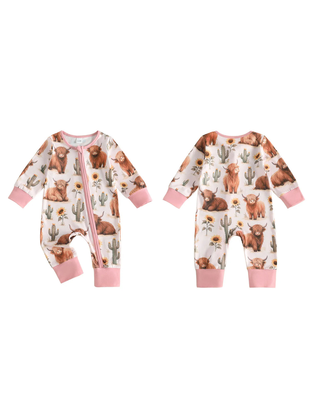 Sleeve Style Printed Fall Baby Girl Long Girl Printed-Zipper-Jumpsuit Romper Western Style Romper Lightweight