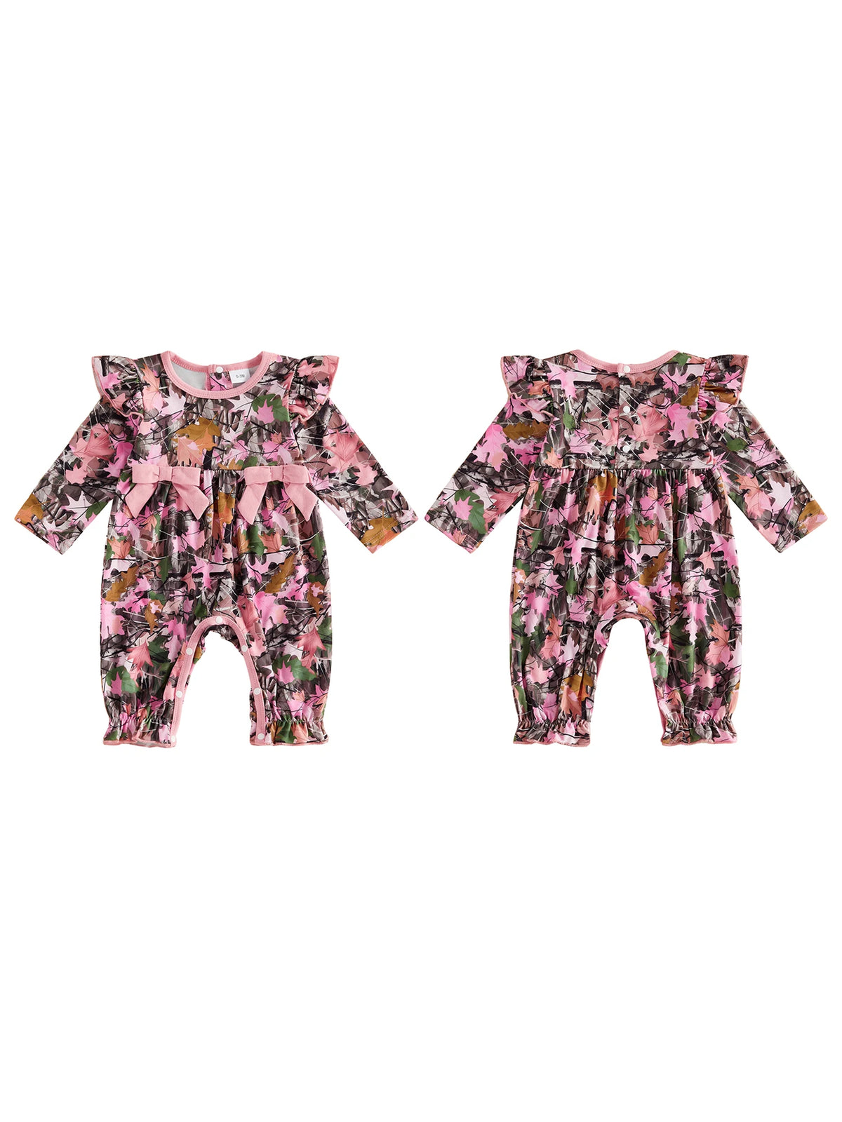 Sleeve With Bows Camo Camo Maple Leaf Camo Maple With Bows Baby Girl Long Girl Sleeve Romper With Top Rated