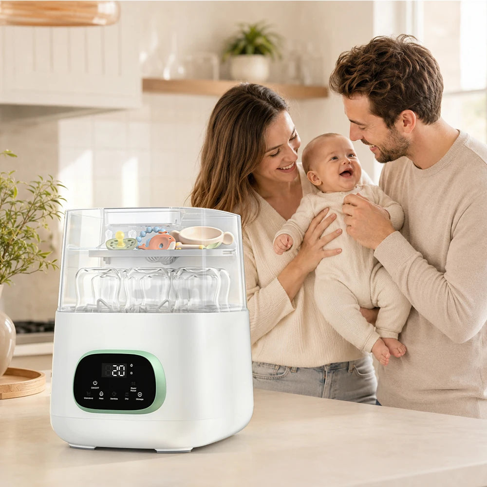 Kmaier 4-in-1 Auto Baby Bottle Washer 10L 120°C Steam Sterilizer Dryer 24H Storage Detergent Tablets for Baby Bottles & Pacifier