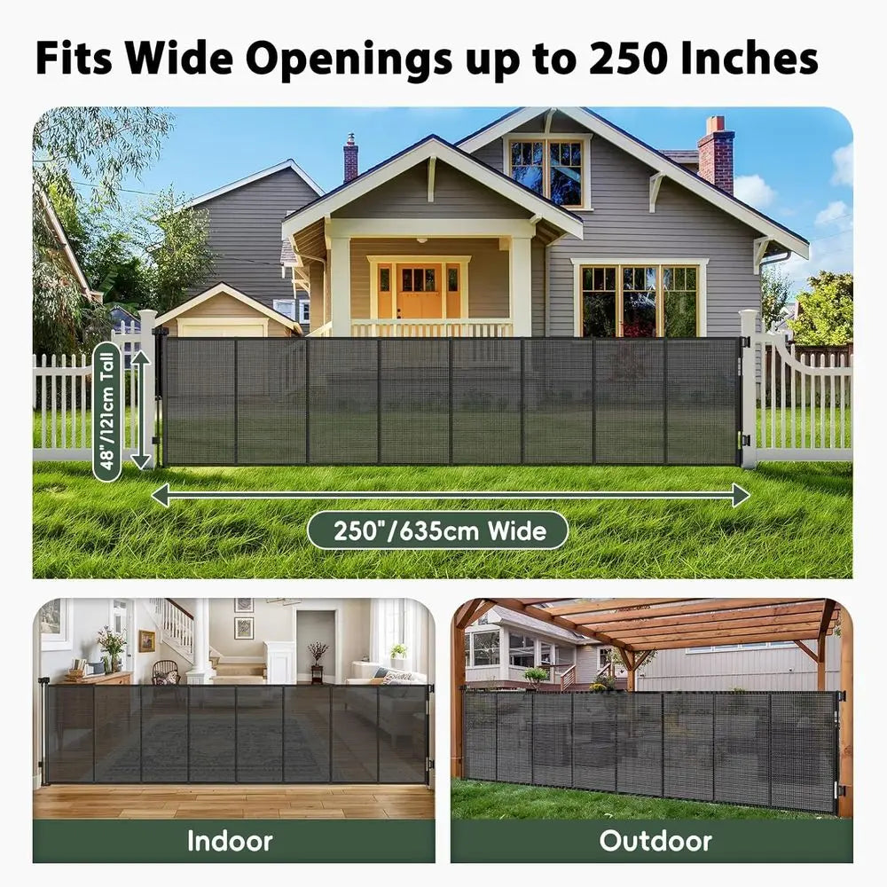 250" Reinorced Extra Wide Baby Gate Retractable Dog Gate, 21t Extra Long Baby Gate Retractable Gates or Dogs, 48" Extra Tall Pet
