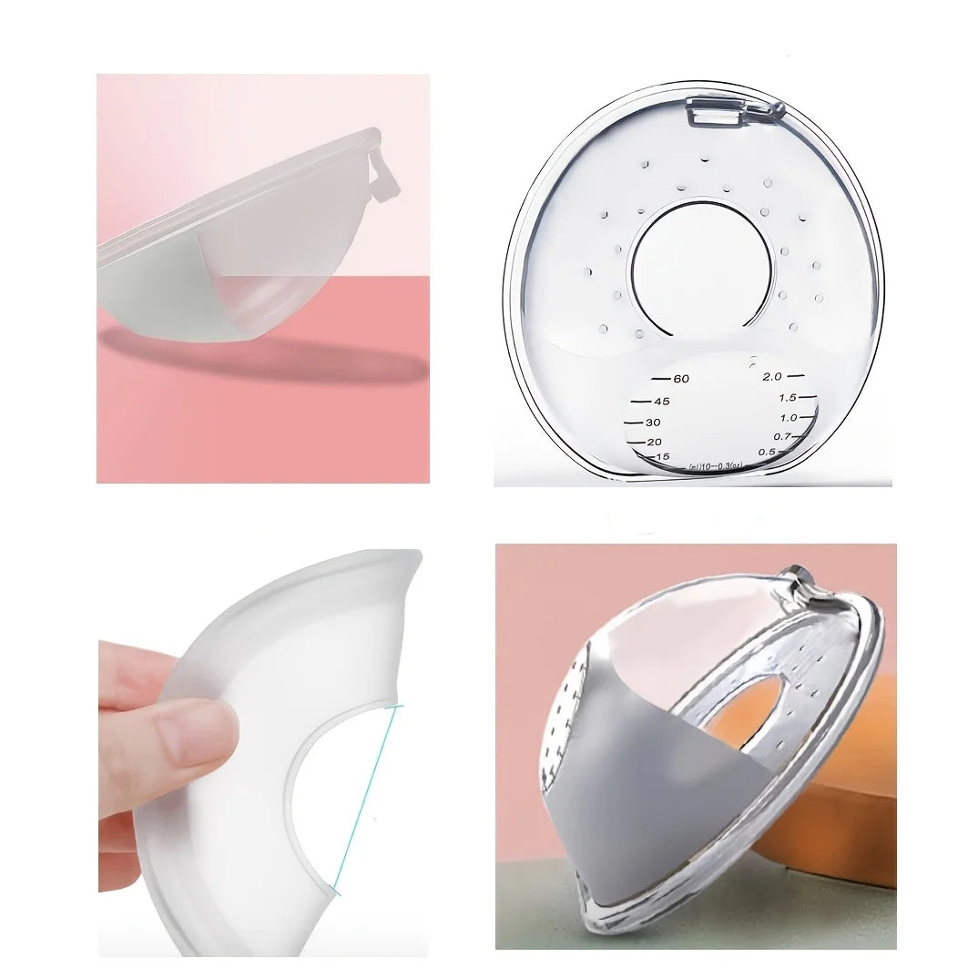 2pcs/pack Silicone Breast Milk Collector with Stand & Scale,Soft Breast Shell,Reusable Nursing Pad Nursing Cup,Portable Travel Milk Saver for Breastfeeding 2oz/60ml