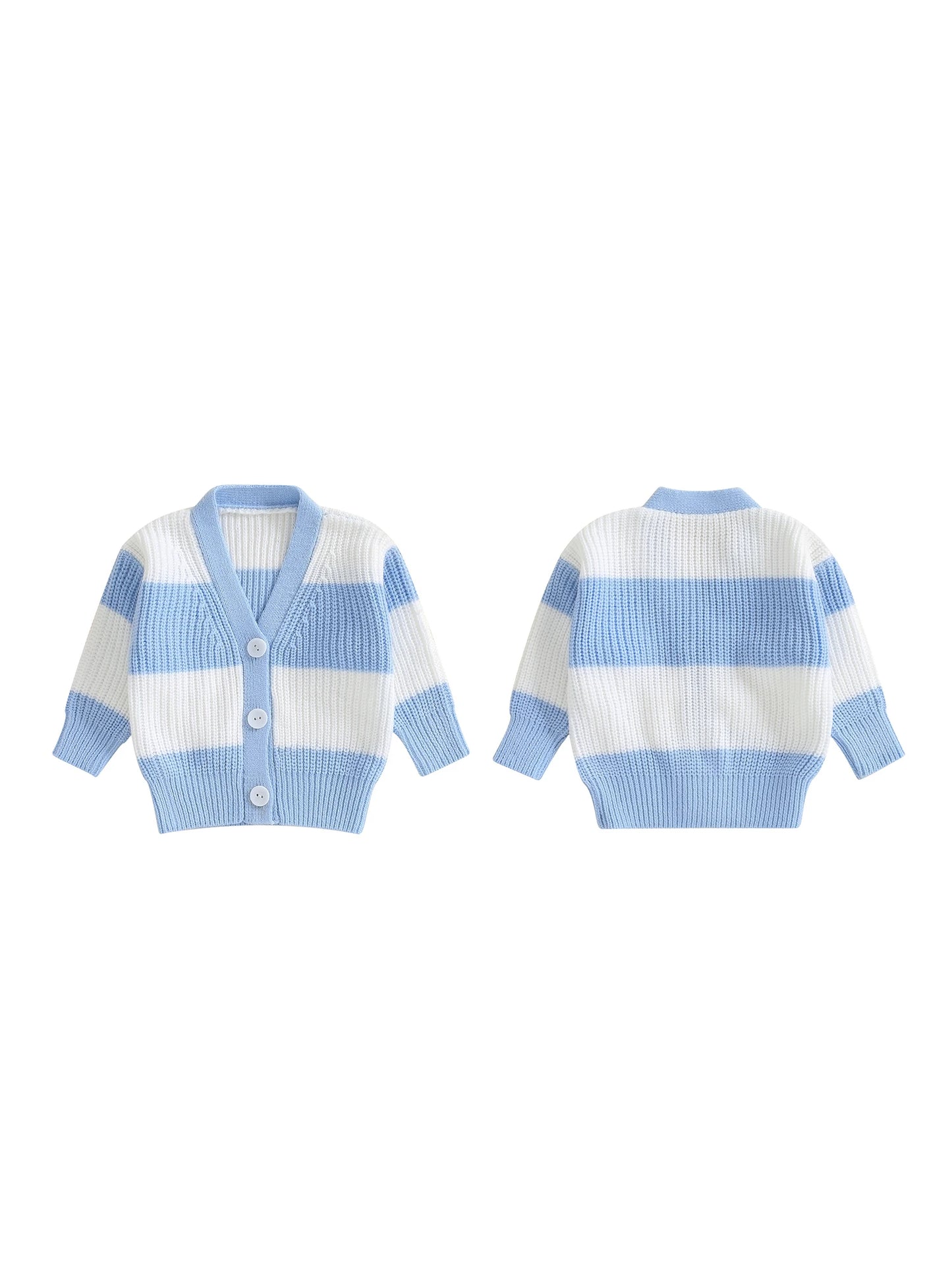 Infant Cable Knit Pullover Sweater with Ribbed V Neck and Button Closure - Cozy Toddler Winter Cardigan for Boys and Girls