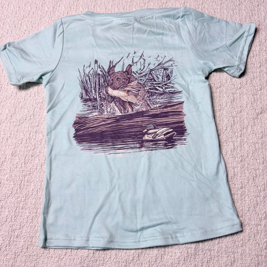 Baby Boys Short Sleeve Tee Shirt Western Hunting Theme with Dog Deer Ducks Design Sibling Matching Tops for Kids