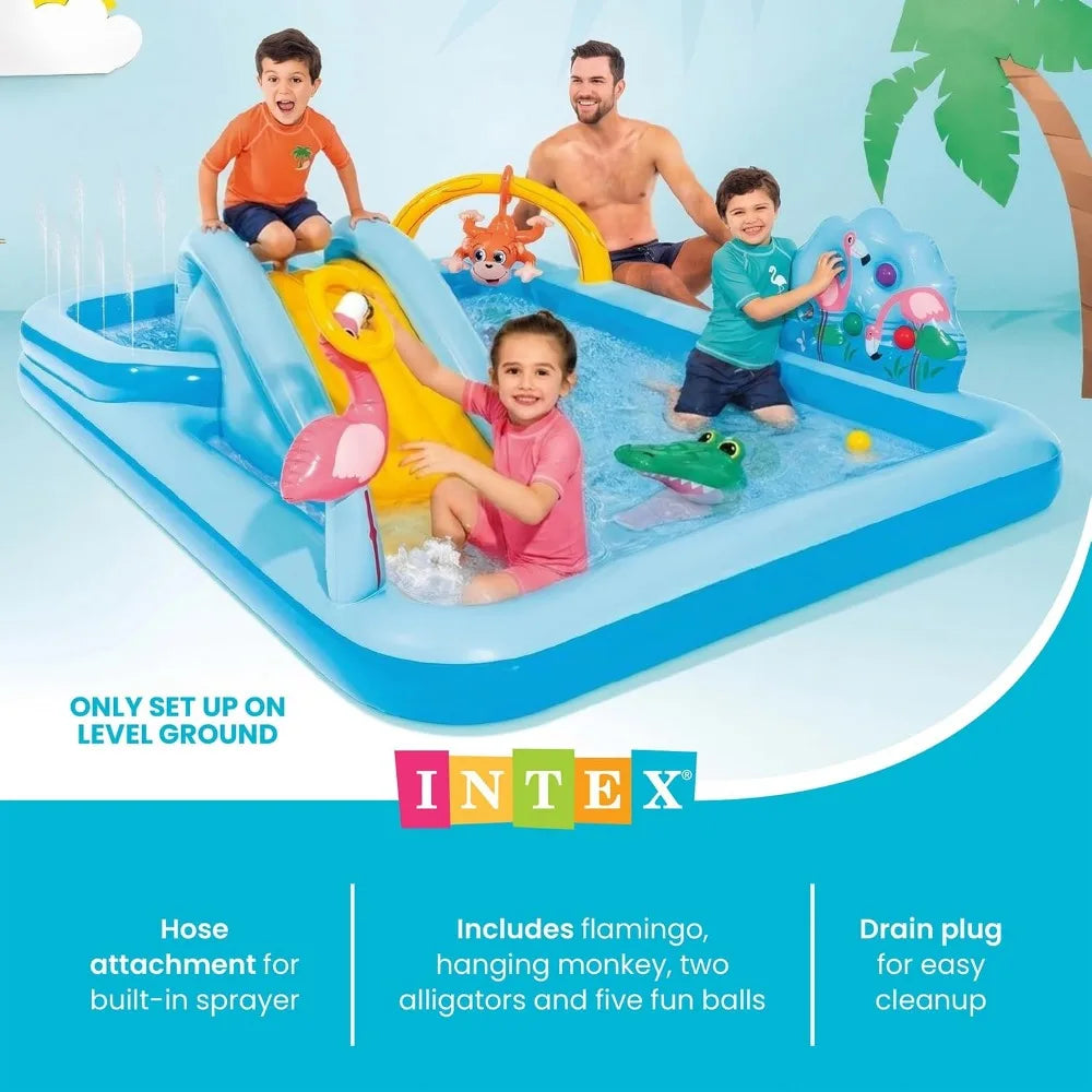 Inflatable Jungle Adventure Kids Water Slide and Splash Pad - Outdoor Play Center for Backyard Fun