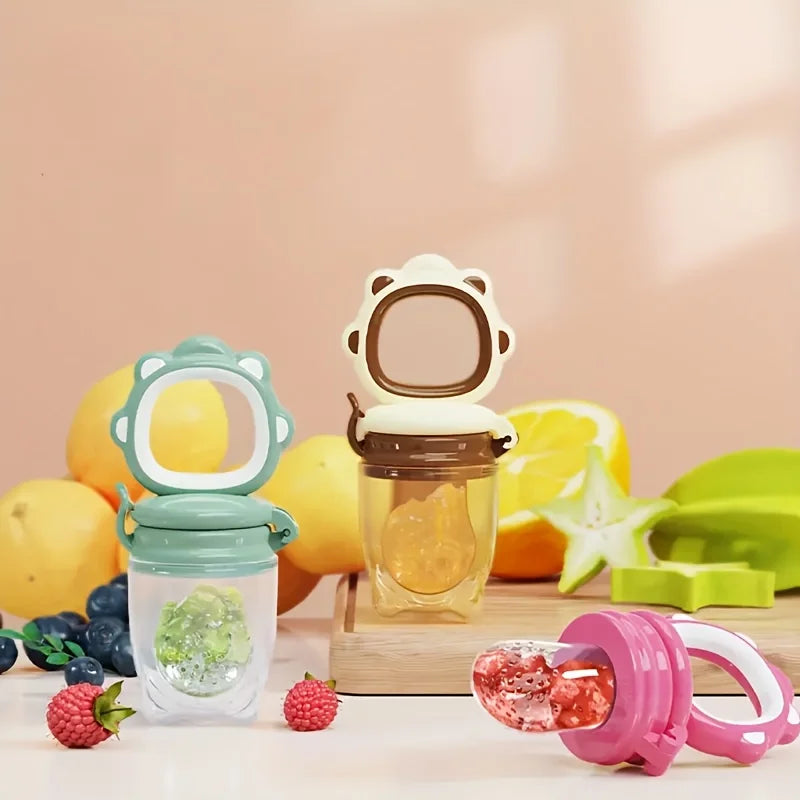 Baby Fruit & Vegetable Feeder with Silicone Mesh, Cartoon Lion Fresh Food Feeder Pacifier, Juice Feeding Teething Utensils