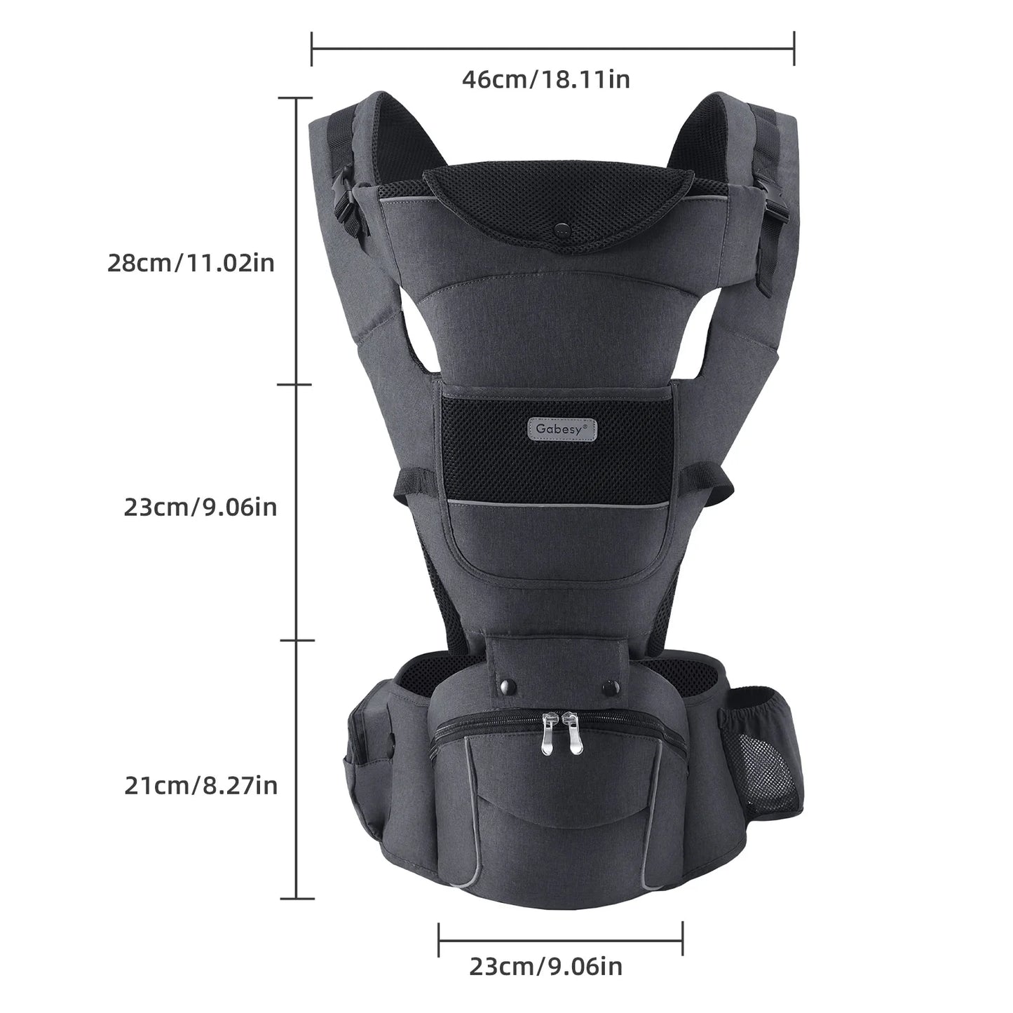 13 In 1 Baby Growth Carrier Newborn to Toddler 0-44 Lbs Ergonomic Infant Carrier with Removable Plate Safety Reflective Strips