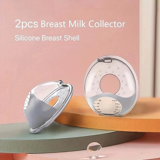 2pcs/pack Silicone Breast Milk Collector with Stand & Scale,Soft Breast Shell,Reusable Nursing Pad Nursing Cup,Portable Travel Milk Saver for Breastfeeding 2oz/60ml