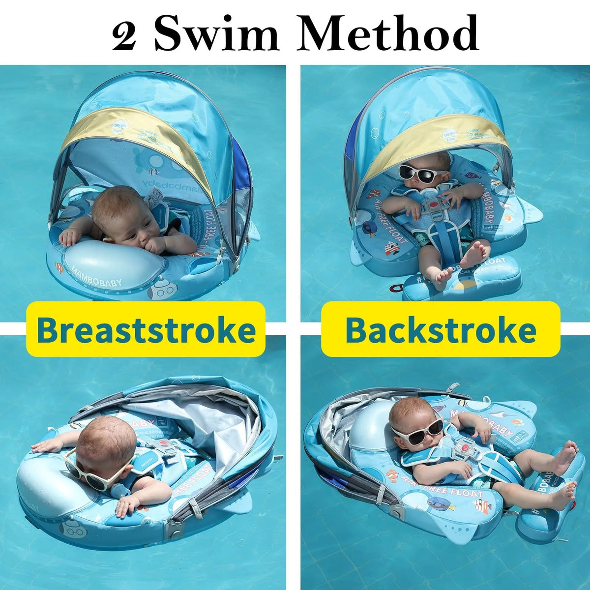 Mambobaby Float Safe Solid Core Safe Harness Technology ST:  Sea 3-24 Month B503-95-W-Z Air-Free Chest Float with Sunshade Canopy  Baby Swim Ring Toddler Pool Float Infant Water Ring Infant Swimming Float 1Years Boy Girl