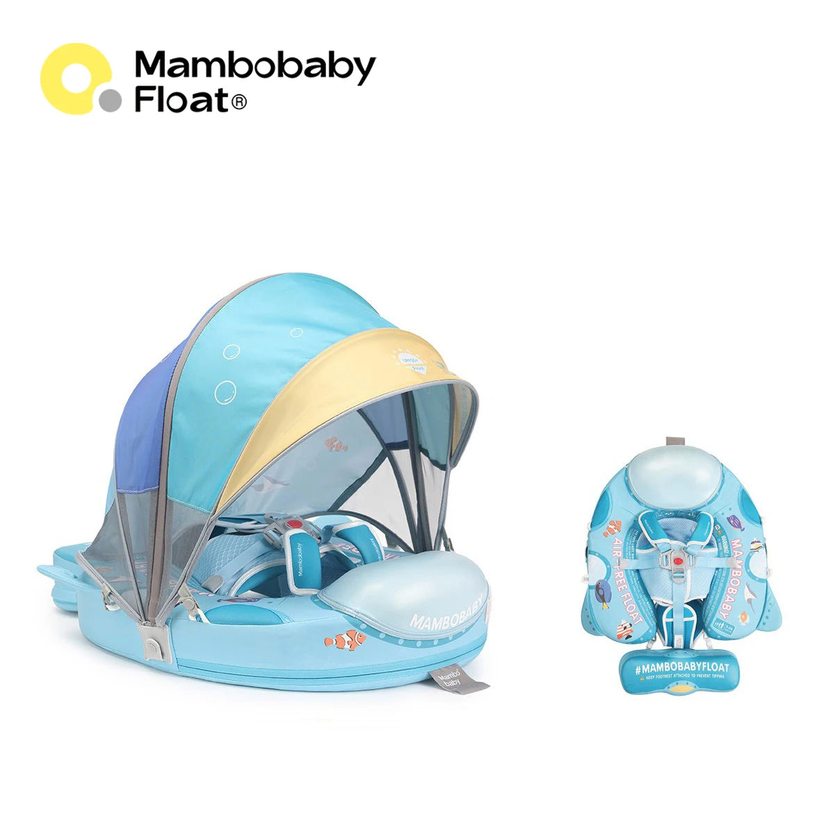 Mambobaby Float Cool Shade, No Sunburn Comfort Skin-friendly Design ST:  New York 3-24 Month B503-143-W-Z Air-Free Chest Float with Sunshade Canopy  Baby Swimming Ring Toddler Pool Float Infant Swim Circle Infant Fiber Ring 1