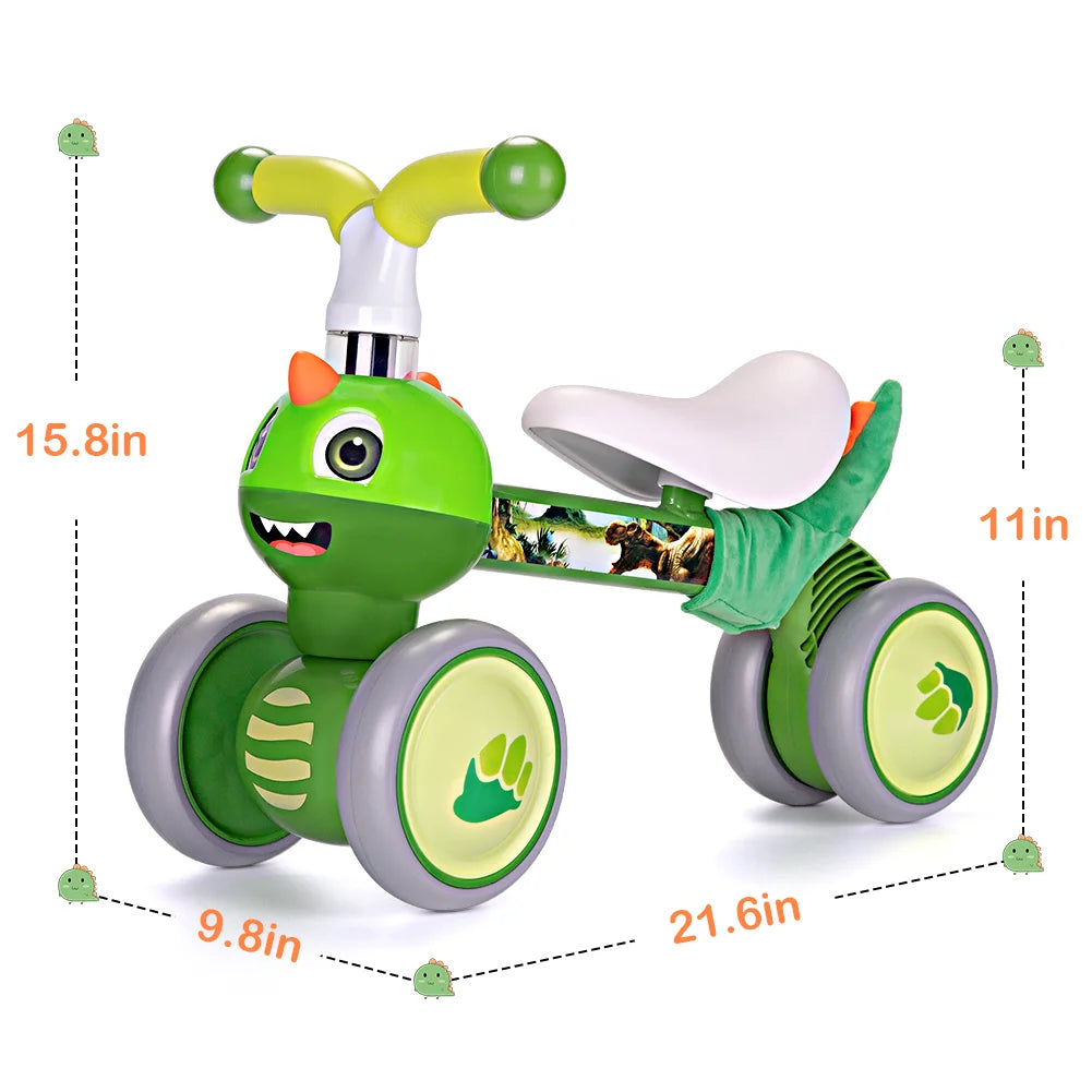 Baby Balance Bike 1 2 3 Years Old Boys Girls Toddler Ride on Toys for 1 Year Old Baby Trike Garden Toys 1st Birthday Gift for Girls Boys Bike Walker No Pedals (Dinosaur) No Pedal Trike and Walker for Kids. Safe Garden Play Ac