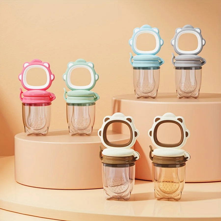 Baby Fruit & Vegetable Feeder with Silicone Mesh, Cartoon Lion Fresh Food Feeder Pacifier, Juice Feeding Teething Utensils