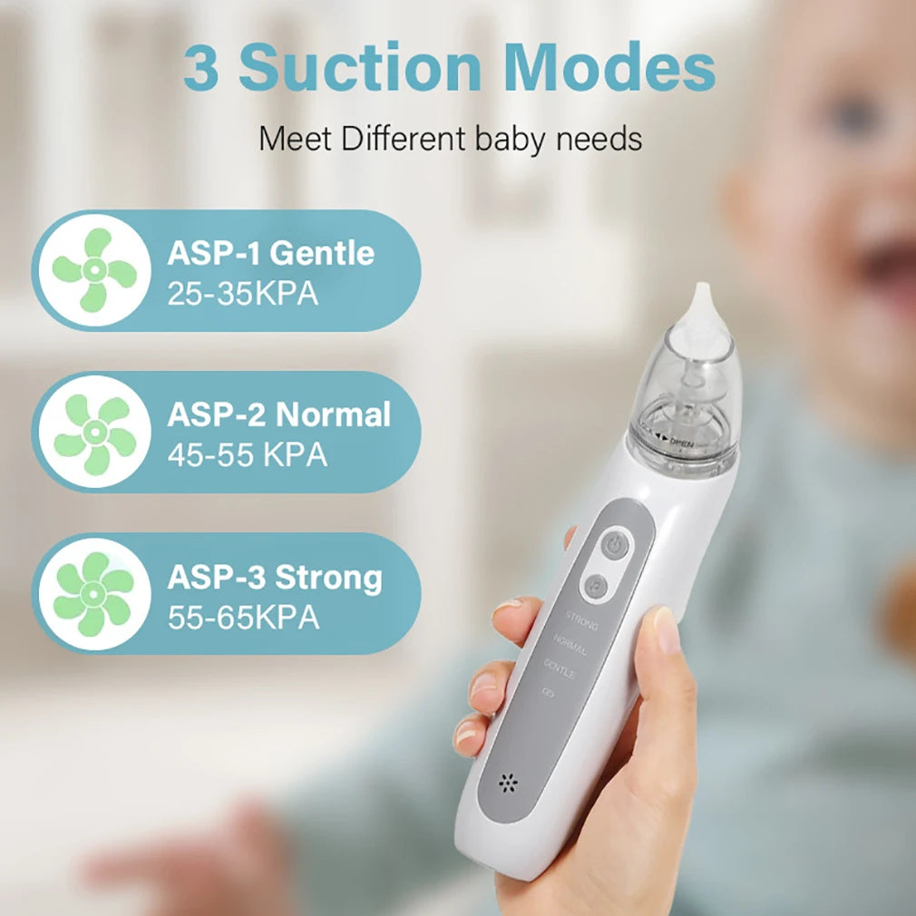 Baby Electric Nasal Aspirator with 3 Suction Modes USB Charing Newborn Aspirator Air Flow Suck Out Prevent Nasal Congestion