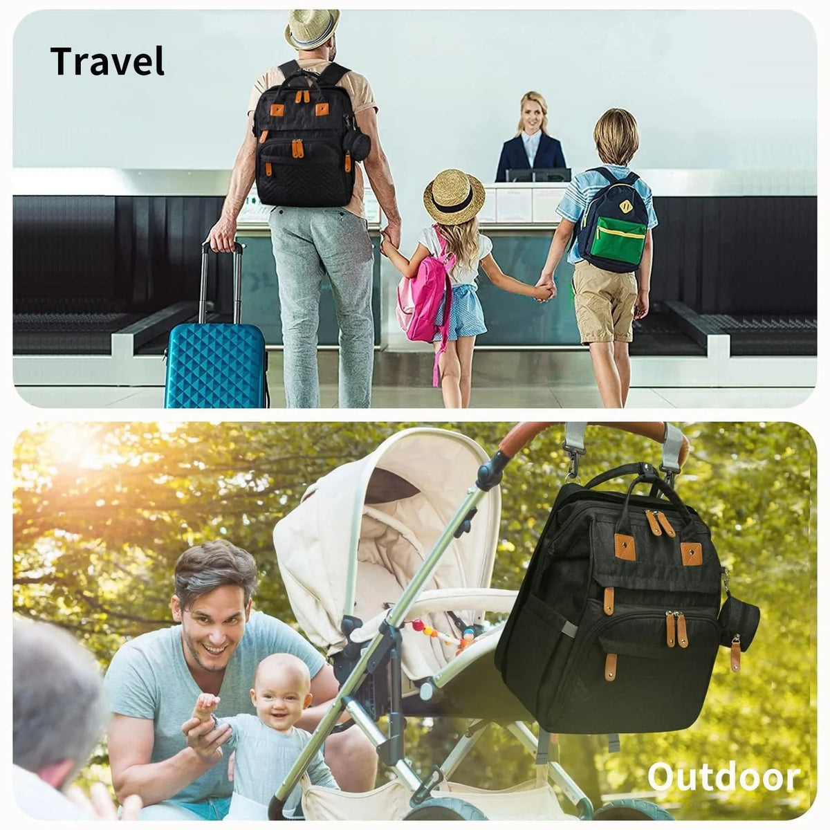 Diaper Bag Folding Bed, Multi-purpose Changing Bag with Carrier And Insulated Bottle Pocket, Diaper Backpack for Boys And Girls, Gift for Mom And Dad