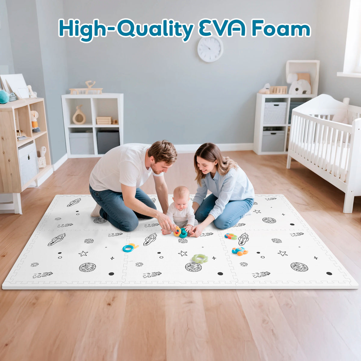 Baby Play Mat, 72x48-Inch Baby Foam Play Mat,6-Piece Interlocking Foam Floor Tiles for Toddlers, Floor Mats for Kids