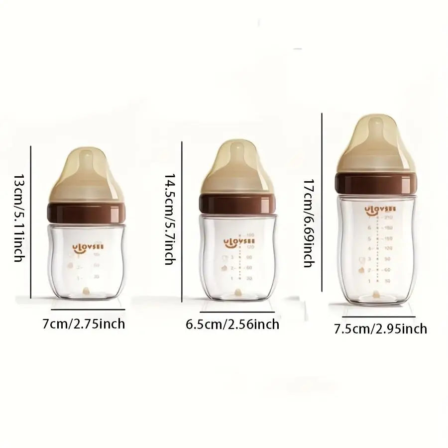 4oz,8oz High Borosilicate Glass Baby Bottles, Wide-Neck Glass Feeding Bottle, Milk Bottle with Bottom Air Balance Hole/Valve, Perfect Gift for Newborn