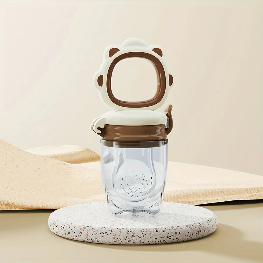 Baby Fruit & Vegetable Feeder with Silicone Mesh, Cartoon Lion Fresh Food Feeder Pacifier, Juice Feeding Teething Utensils