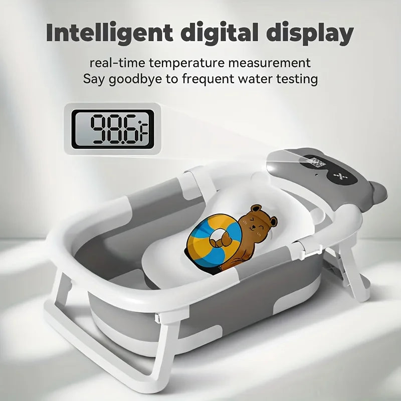 Foldable Baby Bath Set with Temperature Monitor, Portable Travel Foldable Baby Bath, Non-Slip Base, Durable Design Baby Products