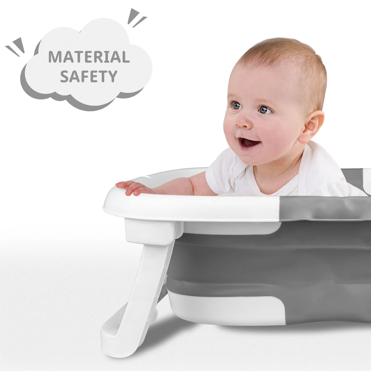 Foldable baby bathtub for home, which can feel the water temperature, with soft bath pad, also can be used portable outdoor