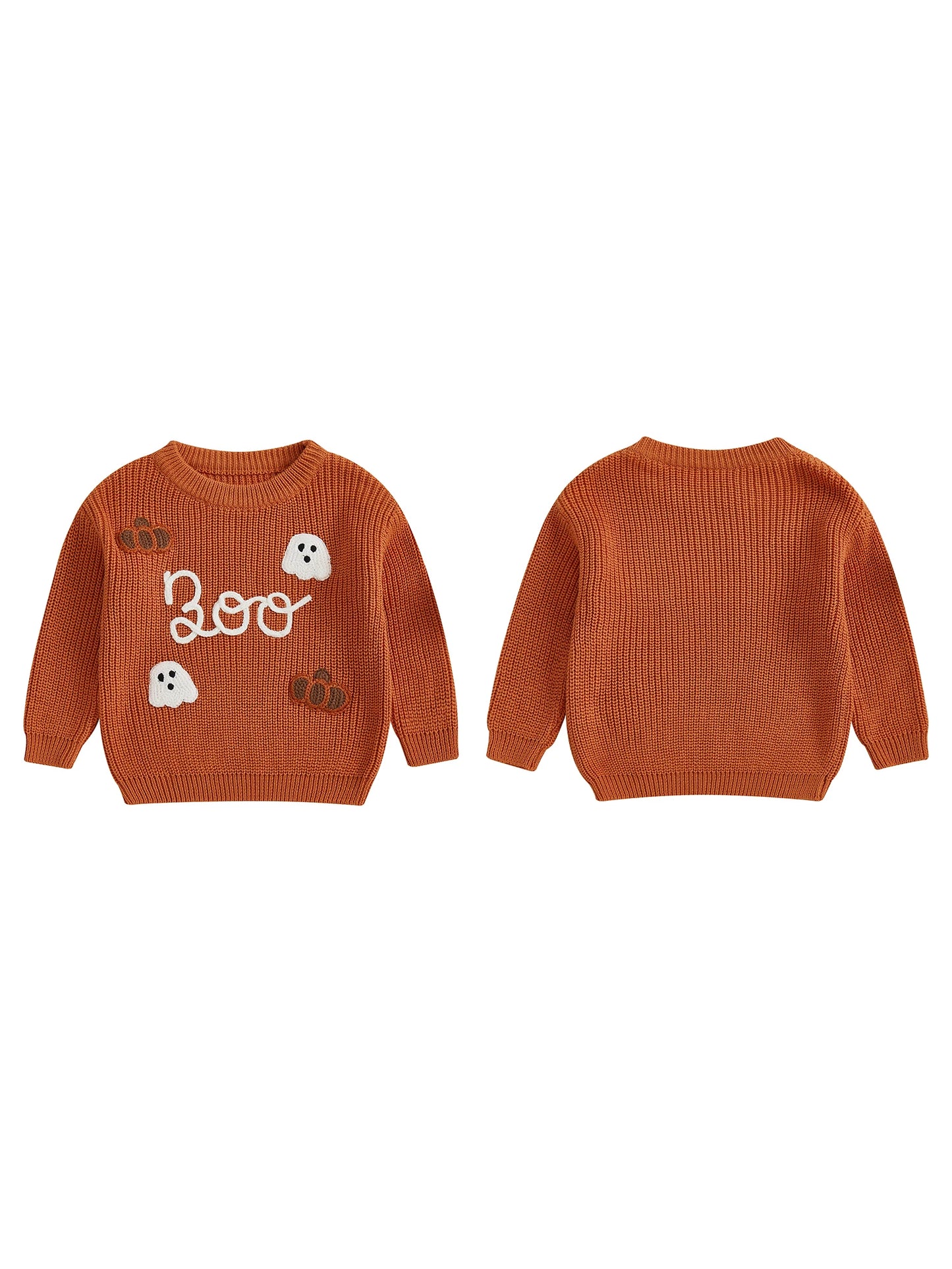 Kids Halloween Sweater with Spooky Witch Bat Embroidery Cozy Crewneck Pullover for Boys and Girls Warm Knit Top for Fall