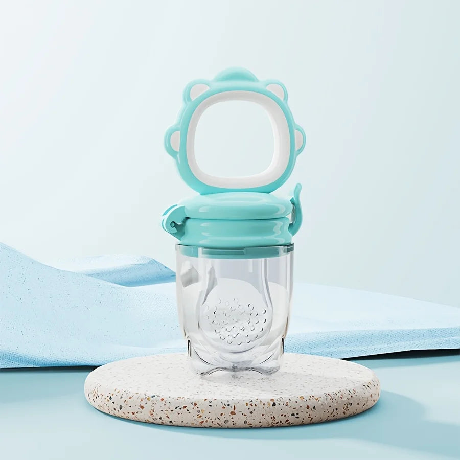 Baby Fruit & Vegetable Feeder with Silicone Mesh, Cartoon Lion Fresh Food Feeder Pacifier, Juice Feeding Teething Utensils