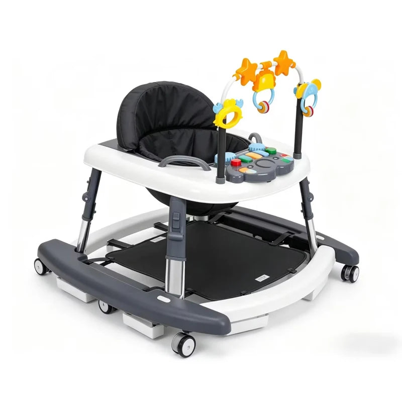 Baby Walker Portable Baby Rocker 5-in-1 Foldable Baby Walker Multi Functional Anti Roll Walker for Toddlers Aged 6–18 Months