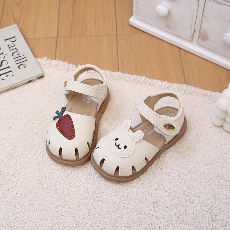 Baby Walking Shoes Hollowed-out Soft Bottom Kids Beach Shoes Sweet Bunny 2026 Summer New Toddler Sandals Non-slip Casual